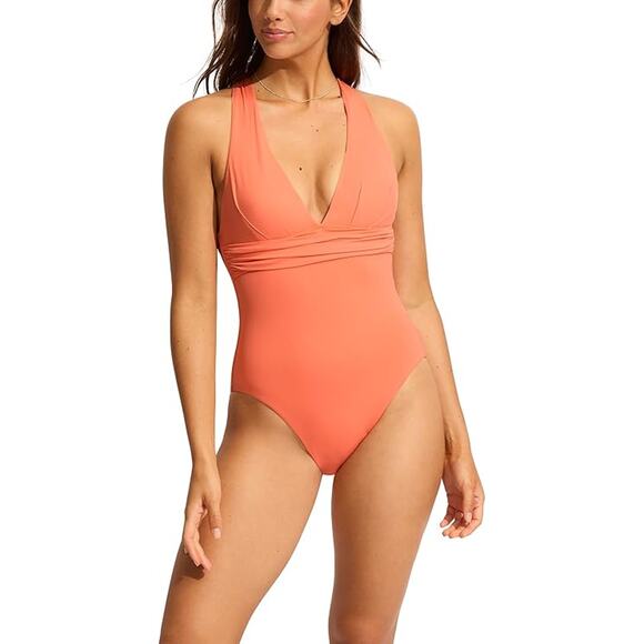 Seafolly Collective Cross Back One Piece - Melon NWT SIZE 4 - Picture 1 of 2